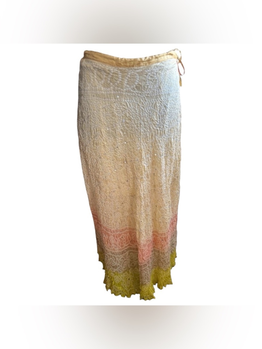 Y2K 100% Silk Fairy core Vintage Ombré Sequin Crinkled Maxi Skirt
